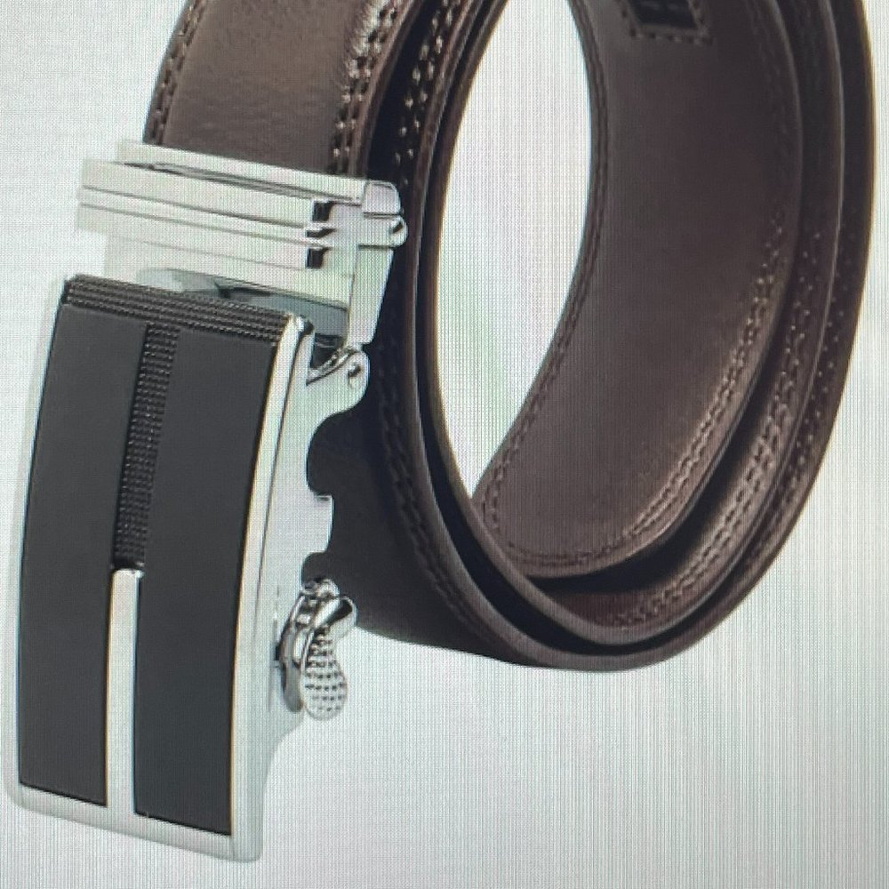 NEW BROWN XL-Men’s Premium Leather Dress Belt With Sliding Automatic Buckle